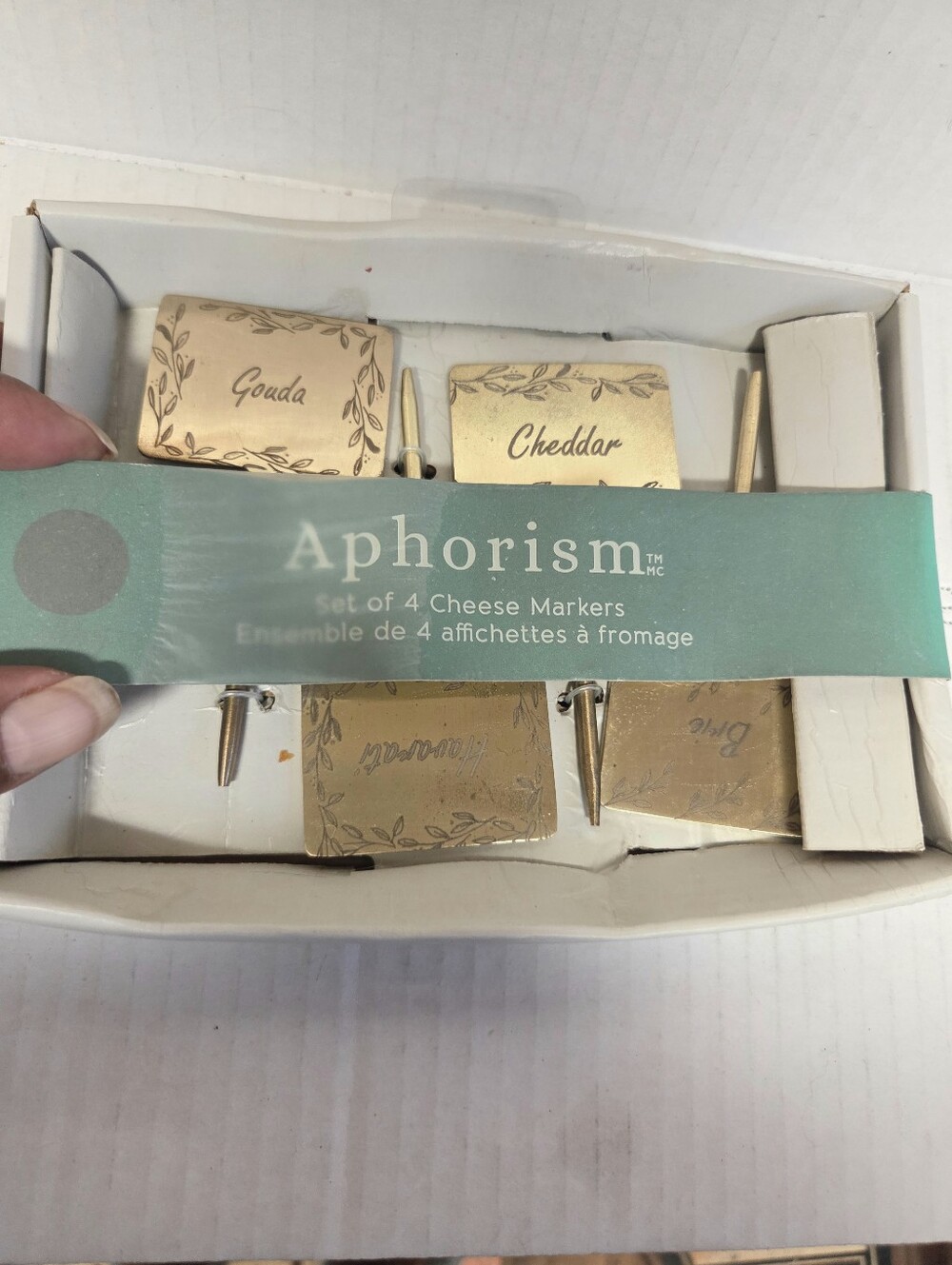 Aphorism 4-Piece Set Gold Finish Metal Cheese Markers